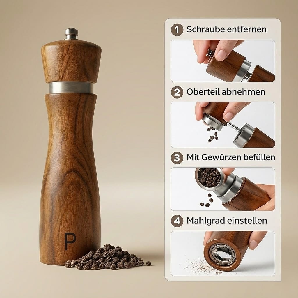 Akazienholz Salz & Pfeffermühle - 2er Set