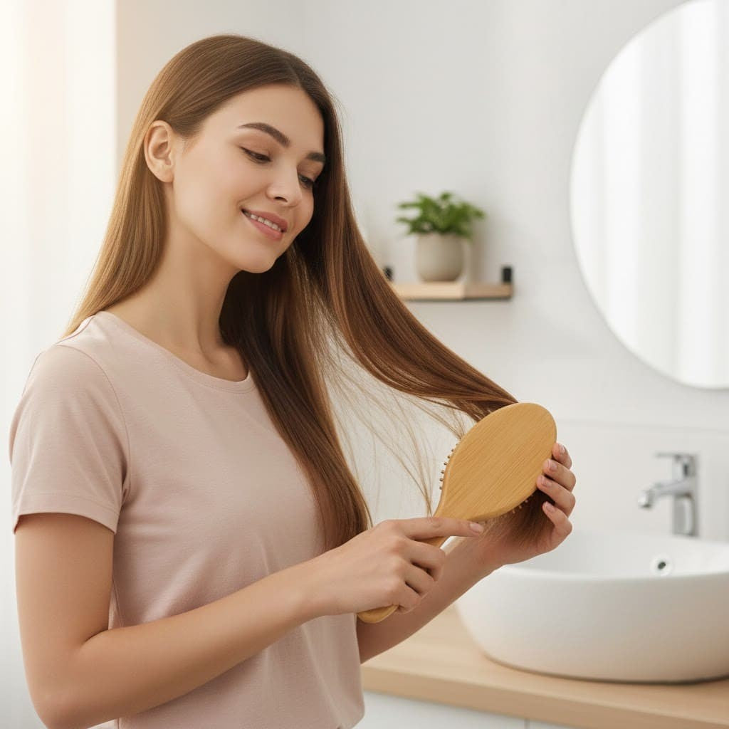Flexible Borsten der Haarbürste mit abgerundeten Spitzen für Kopfhautmassage