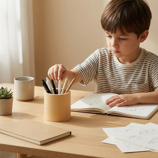 Runder Holz Stiftehalter - unbehandelt für DIY & Schreibtisch