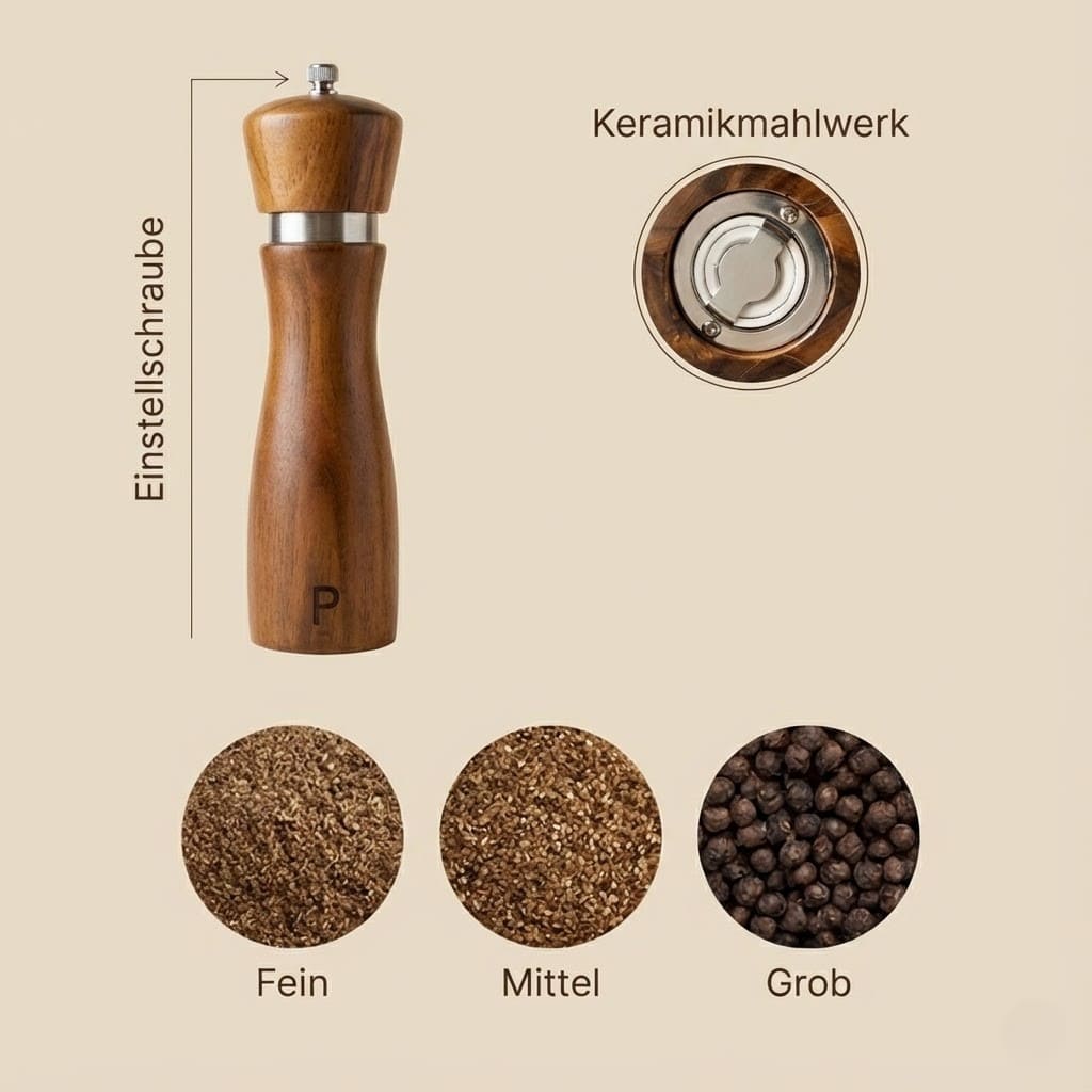 Akazienholz Salz & Pfeffermühle - 2er Set