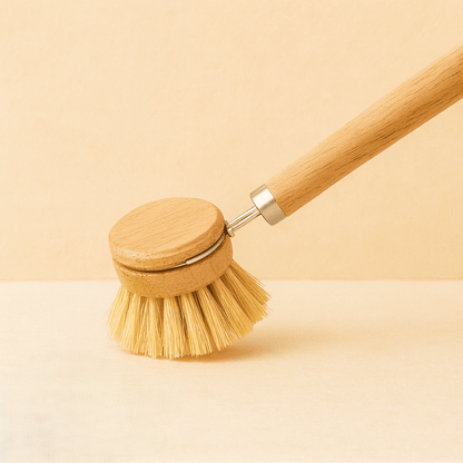 3-teiliges Spülbürsten-Set aus Bambus mit Holzgriff und zwei Ersatz-Bürstenköpfen