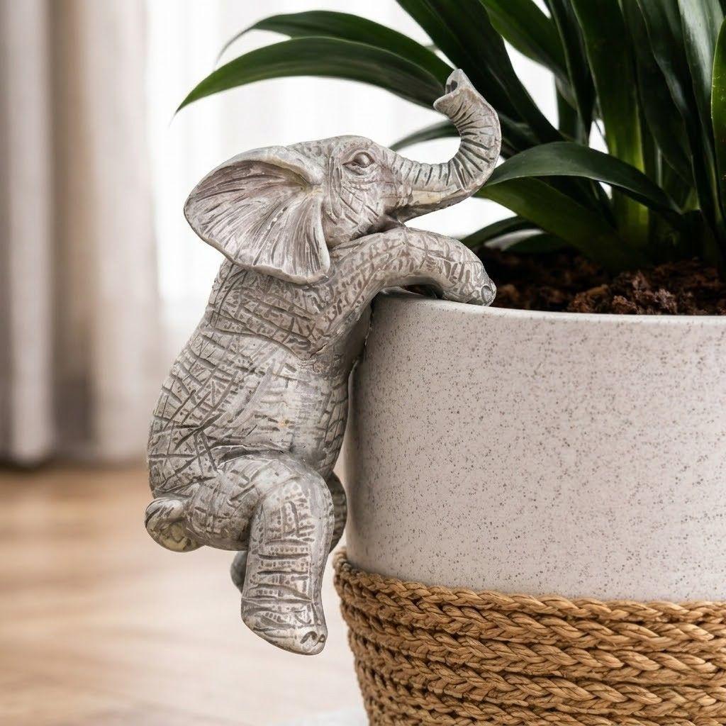 Hängender Elefant am Blumentopf – dekorative Pflanzendeko für Innenräume