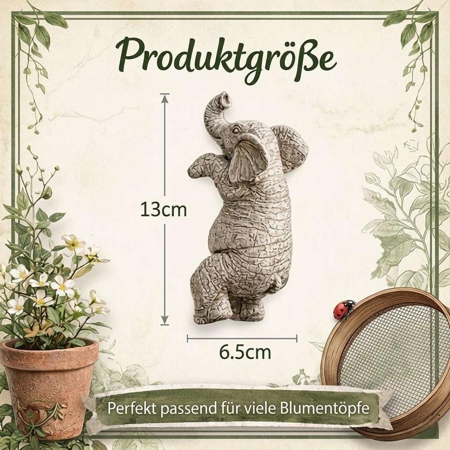 Größe der Elefant Blumentopf Figur – 13 cm Höhe und 6,5 cm Breite