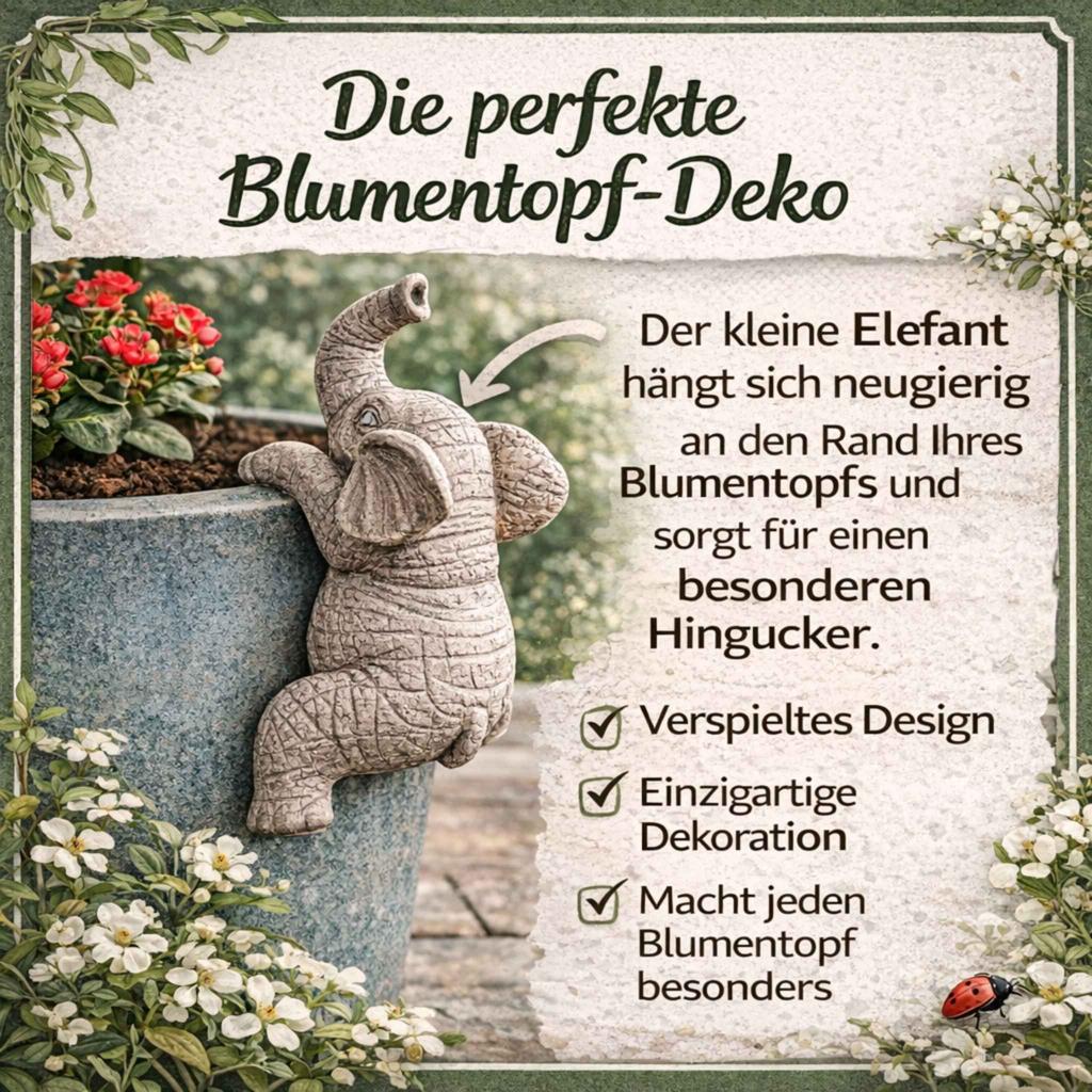 Dekorativer Elefant für Blumentopf – verspielte Dekoidee für Pflanzenliebhaber