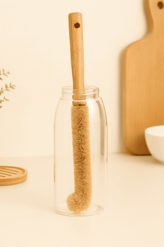 Gebogene Holz Spülbürste für die mühelose Reinigung von tiefen Karaffen und Gläsern