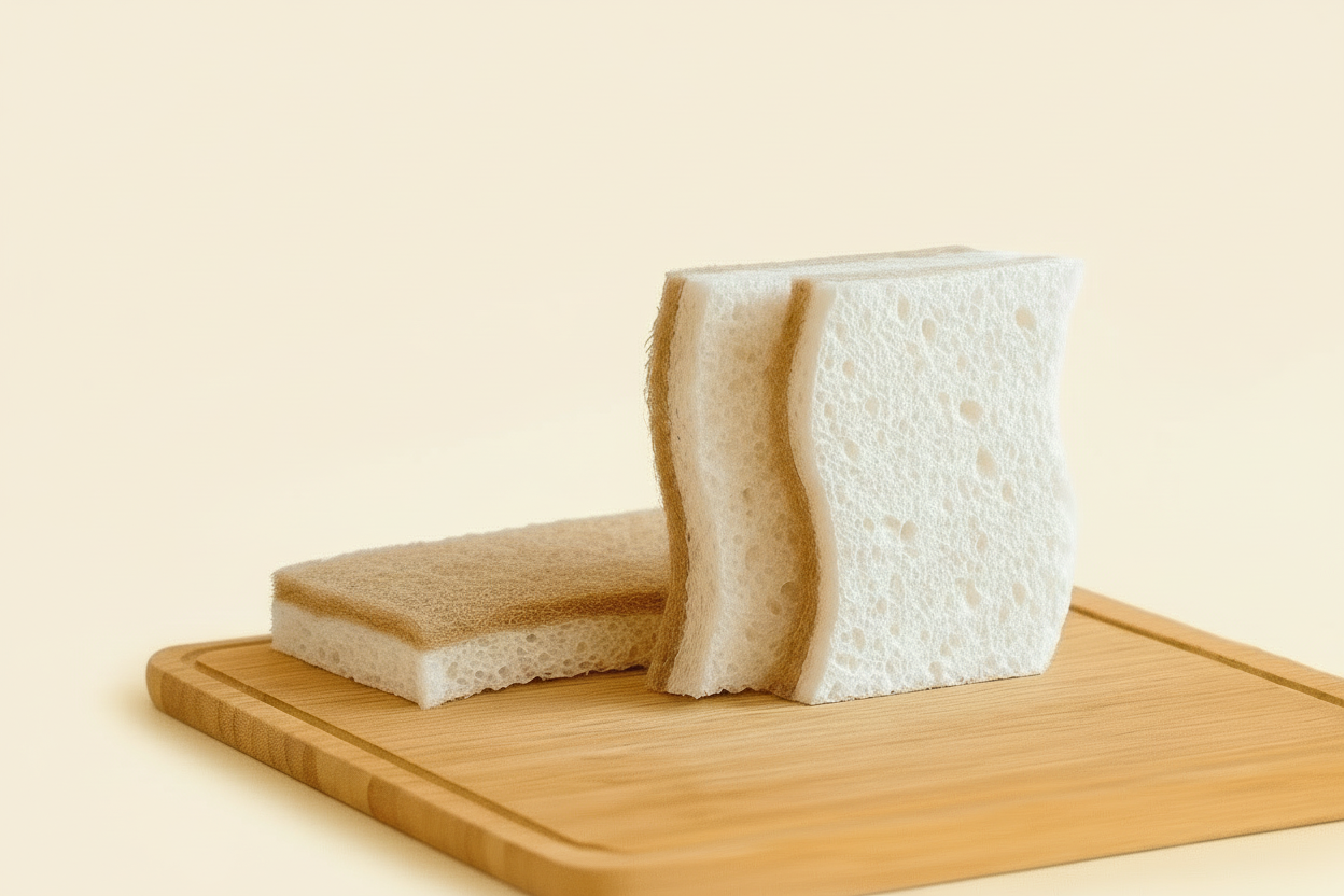 Nachhaltige Küchenschwämme aus Kokosfasern im Set für den plastikfreien Abwasch