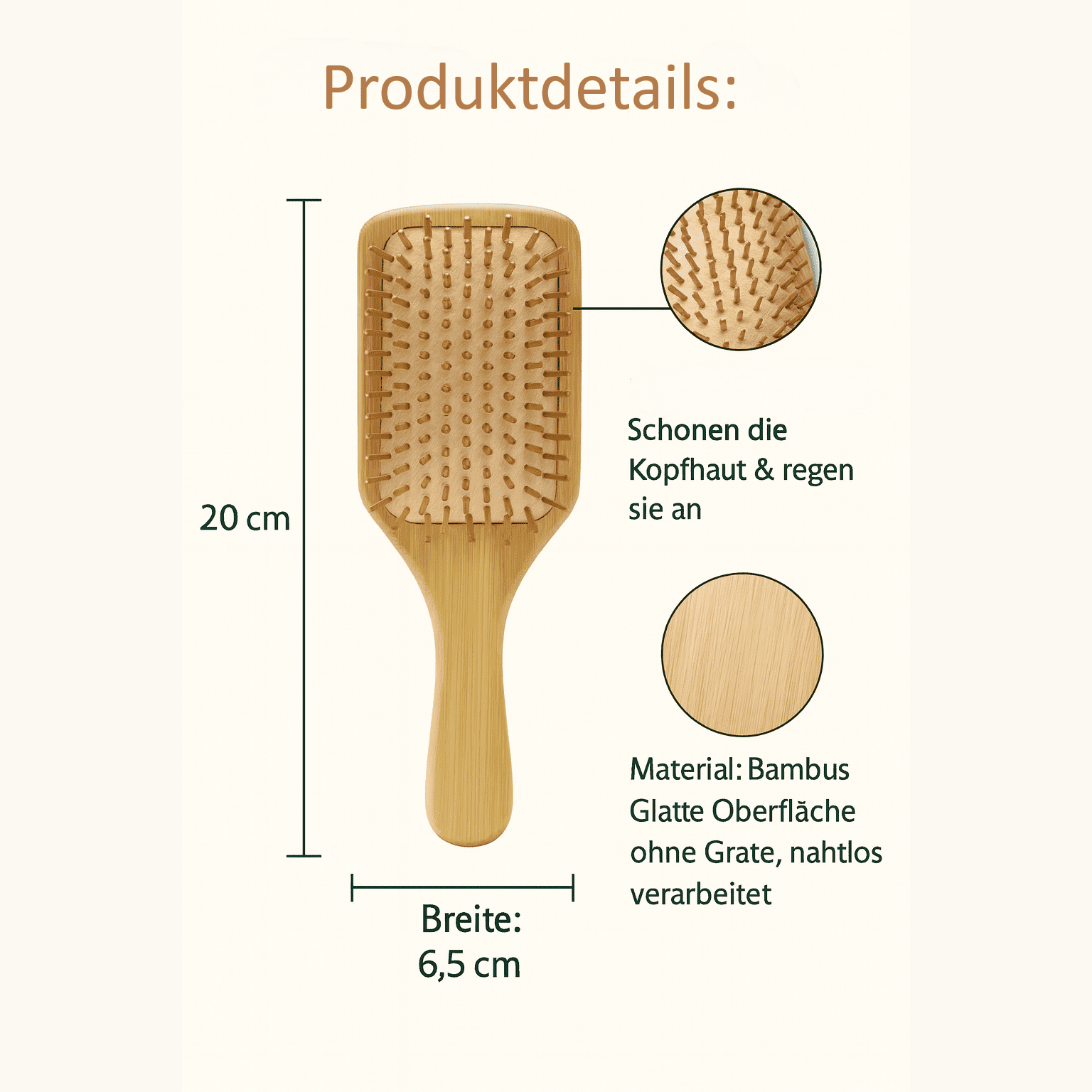 Schonendes Entwirren von lockigem oder feuchtem Haar mit breiten Bambuszinken