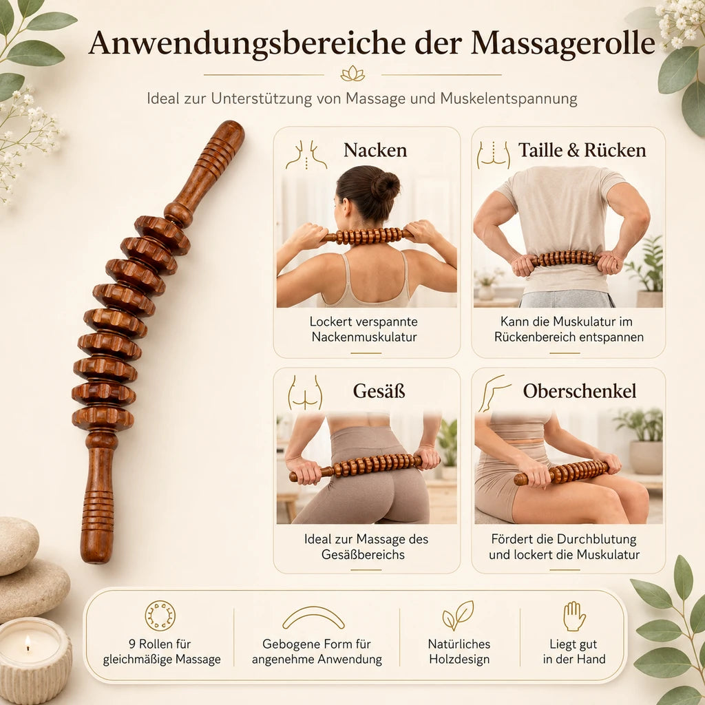 Typische Verspannungsbereiche an Nacken Rücken und Oberschenkeln im Alltag