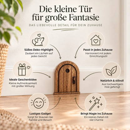 Mäusetür aus Holz als charmante Deko und Geschenkidee für das Zuhause