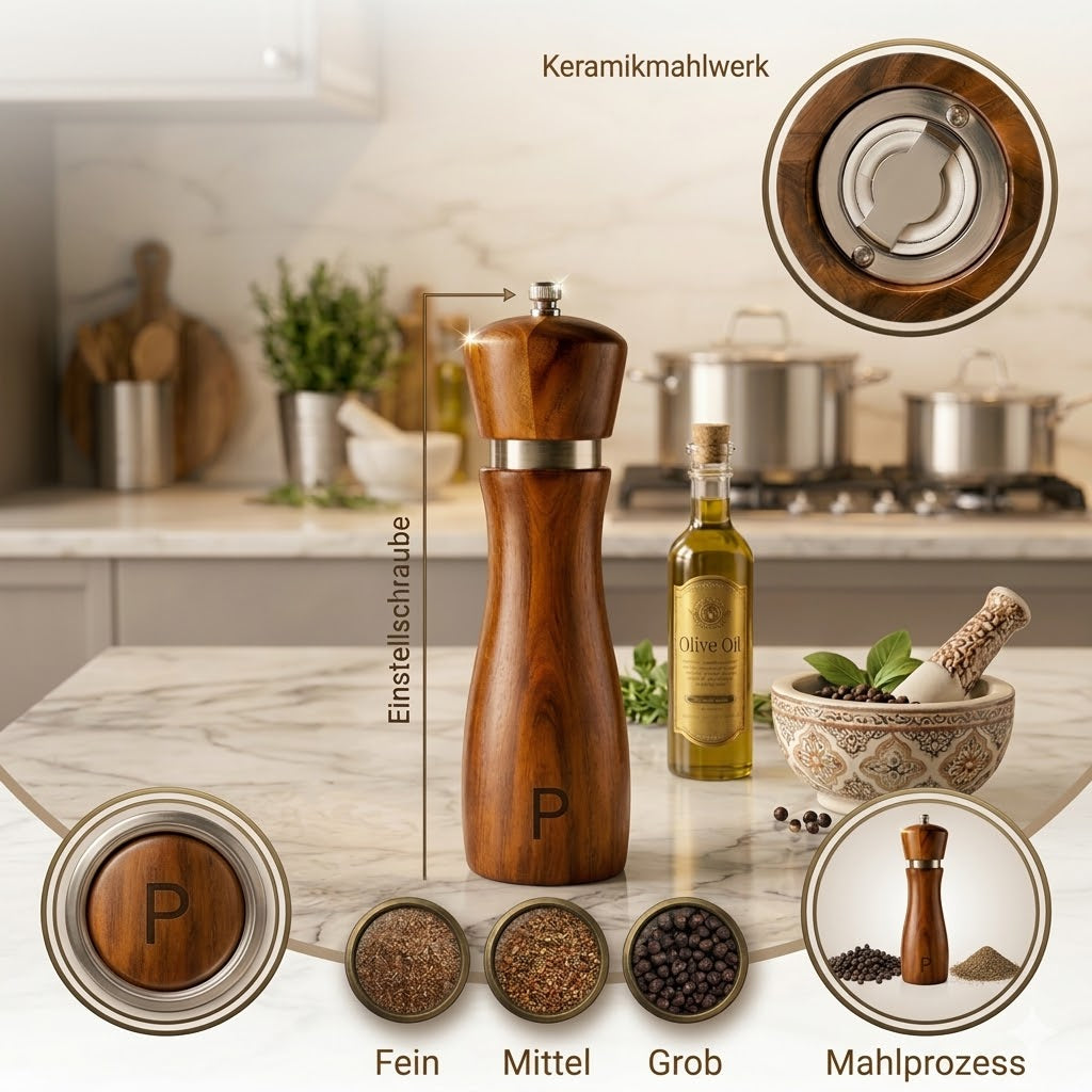 Einstellschraube aus Edelstahl zur Einstellung des Mahlgrades bei der Pfeffermühle
