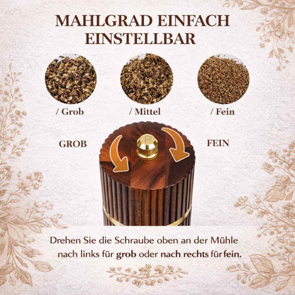 Einstellbarer Mahlgrad Pfeffermühle grob mittel fein Anleitung