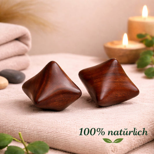 Rosenholz Massagebälle Produktbild 2er Set natürlich nachhaltig Handmassage Wellness Spa