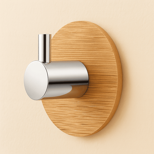 6er Set selbstklebende Wandhaken in Bambus-Optik mit Edelstahl-Haken