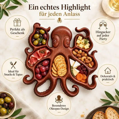 Infografik zum Oktopus Serviertablett – Geschenkidee, Party-Hingucker und Snackplatte