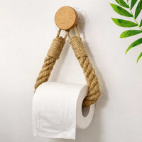 Toilettenpapierhalter ohne Bohren – Selbstklebend aus Holz & Naturseil
