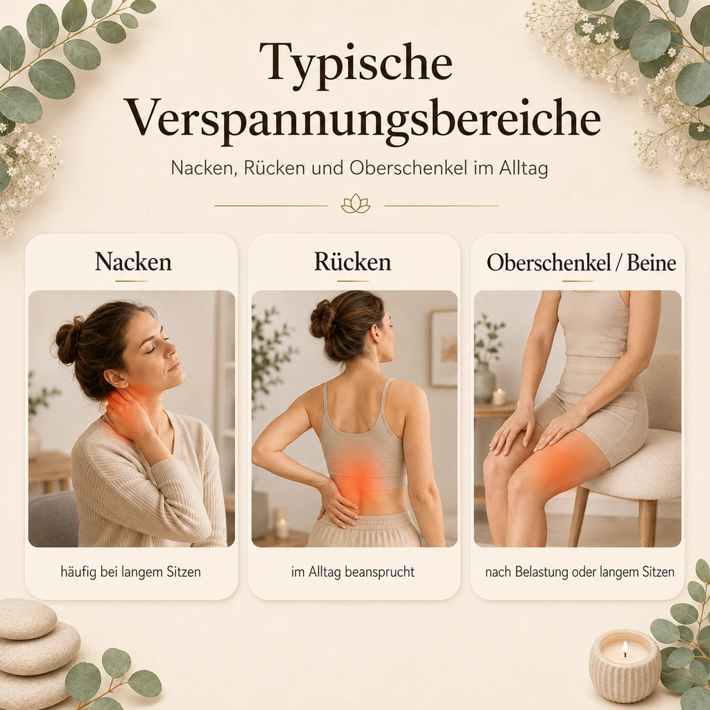 Anwendungsbereiche der Massagerolle für Nacken Rücken Taille Gesäß und Oberschenkel